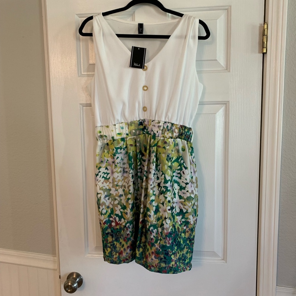 White and floral tank dress